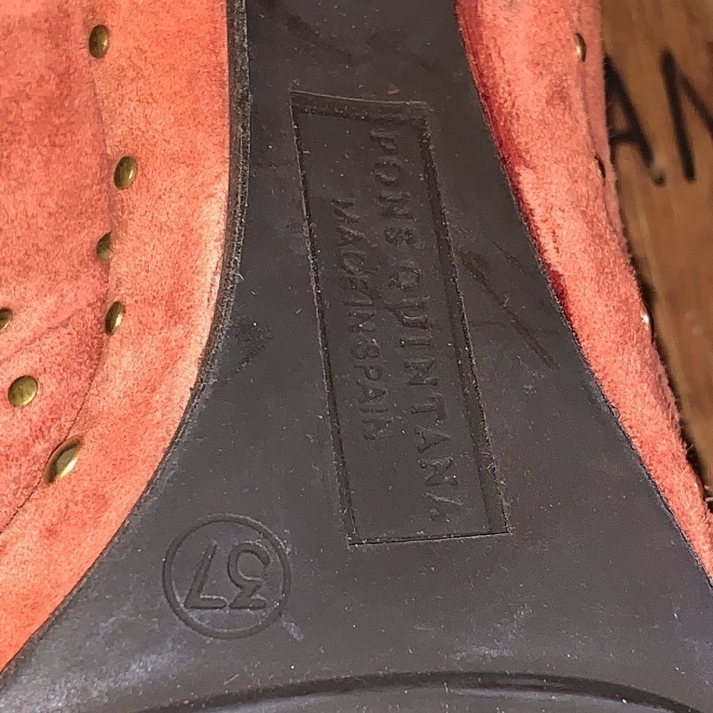 Pons Quintana | Heeled Suede Brass Rivet Stud Slip On Bootie Made in Spain 37 7 - Picture 11 of 13
